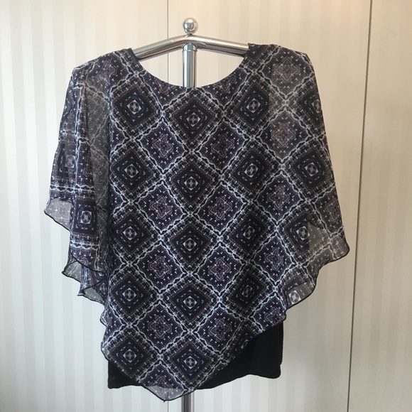 AB Studio black white comfy stretchy tank with shawl Size M - Picture 2 of 8